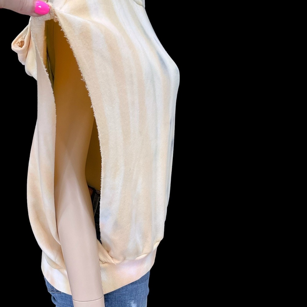Young Fabulous & Broke Sweatshirt Women Large Orange Sleeveless Hood Tie Dye NWT - Picture 11 of 12